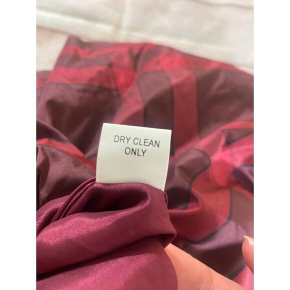 Kay Unger Women's Red Plaid Strapless 100% Silk Cocktail Dress - 8 - Picture 13 of 14